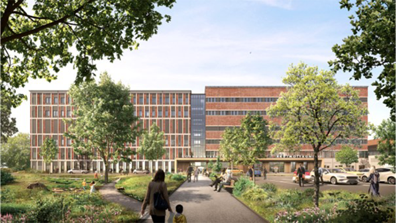 Akuthusets norra fasad.