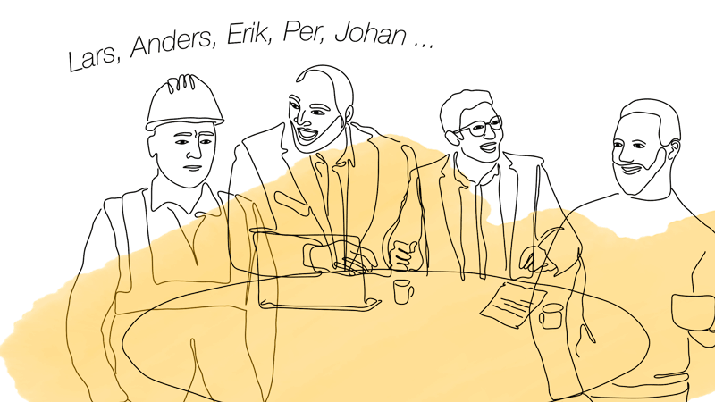 Fyra manliga chefer: Lars, Anders, Per, Johan.