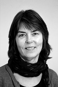 Svartvit ansiktsbild av Birgitta Waerme.
