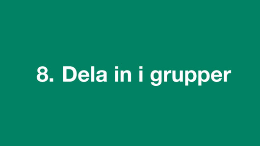 8. Dela in i grupper