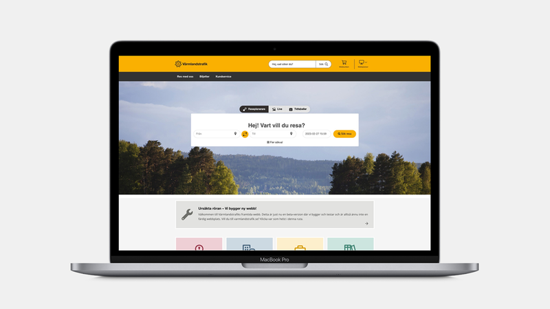 En bild av Värmlandstrafiks nya webbplats.