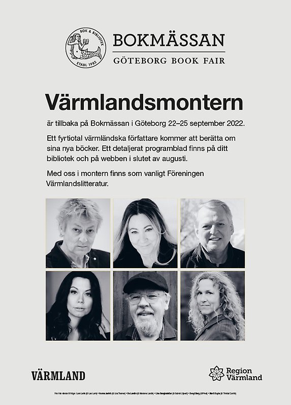 Bild på en affisch med information om Värmlandsmonterns deltagande på bokmässan