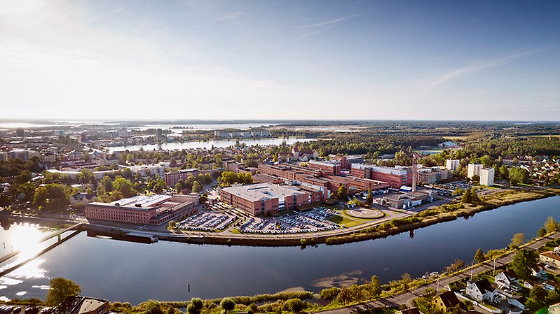 Flygbild över centralsjukhuset i Karlstad.