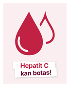 Bild på tecknad bloddroppe med texten "Hepatit C kan botas"