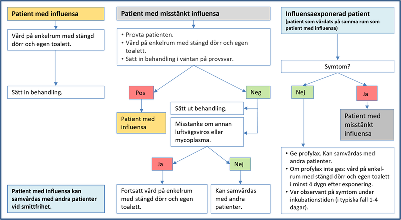 Handläggning av patient med konstaterad eller misstänkt influensa inom vård och omsorg.