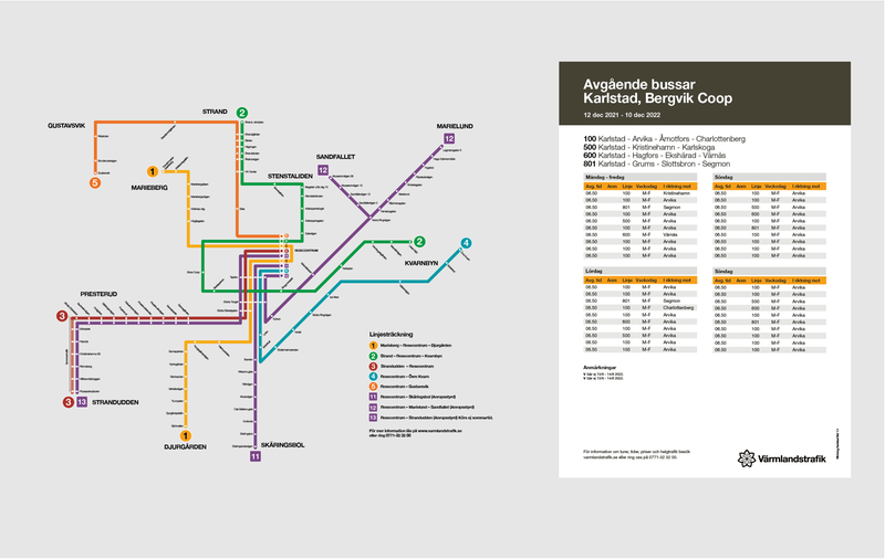 Exempel på tryckt material som finns uppsatta på hållplatser.