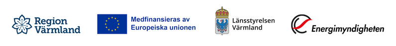 Fyra loggor: Region Värmland, Länsstyrelsen Värmland, Europeiska unionen och Energimyndigheten.